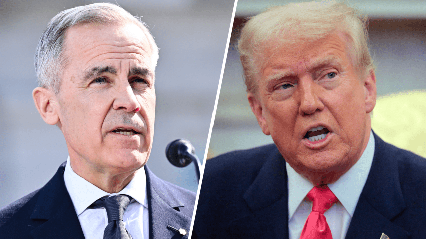 Mark Carney y Donald Trump en fotos de archivo.
