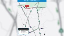A map from Caltrans showing the I-15 to I-8 detour.